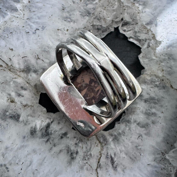 Sterling Silver Southwestern Style Square Mariam Jasper Ring Size 9.5 For Women - Picture 7 of 10